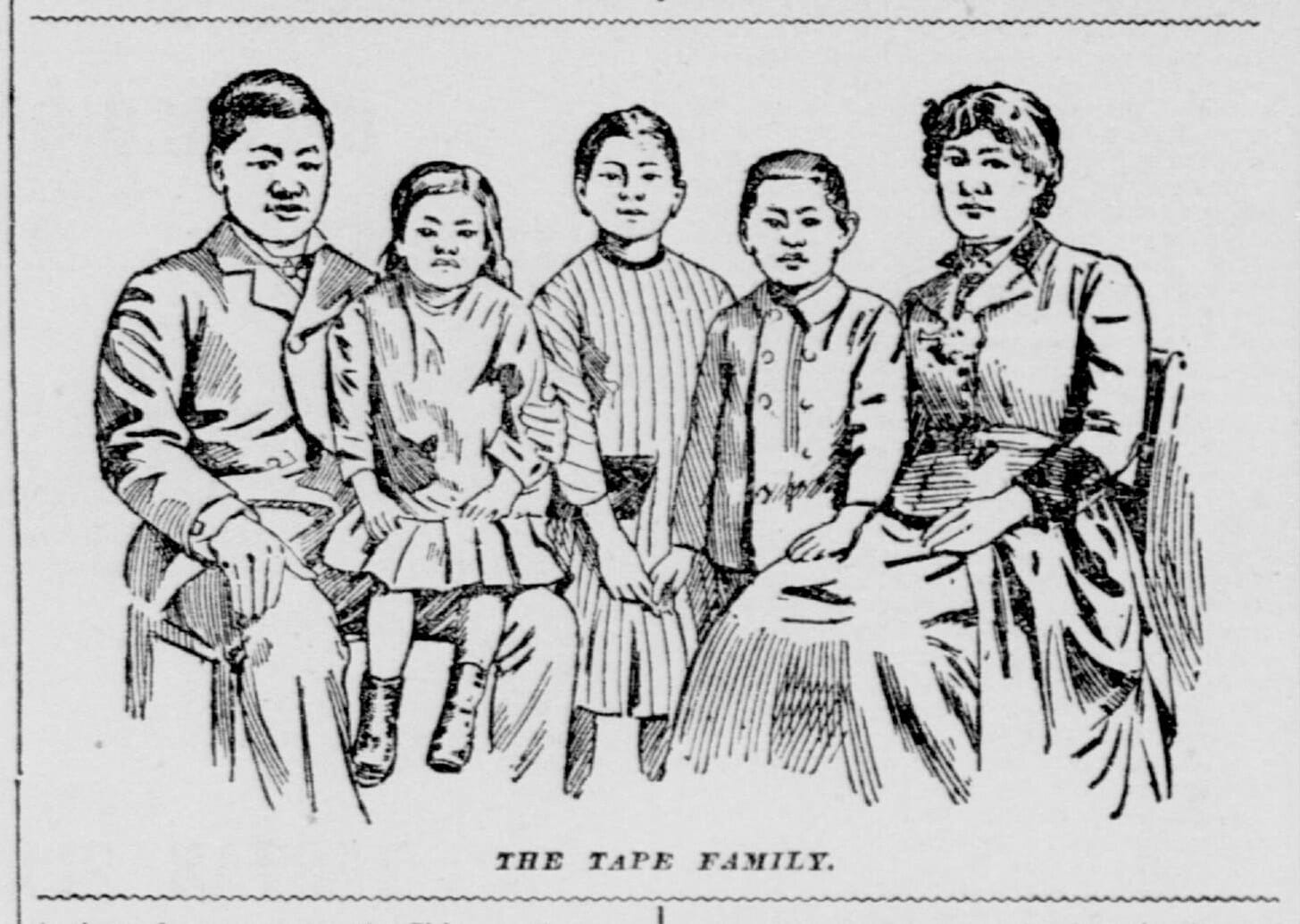 “The Tape Family,” The Morning Call (San Francisco), Illustration, November 23, 1892. Library of Congress Chronicling America, https://chroniclingamerica.loc.gov/lccn/sn94052989/1892-11-23/ed-1/seq-12/.  